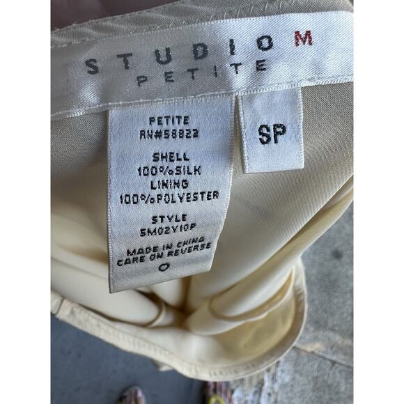 Studio M Vintage Silk Fern Print Midi Skirt Ruched Waist Detail — Size SP Petite - Picture 8 of 9